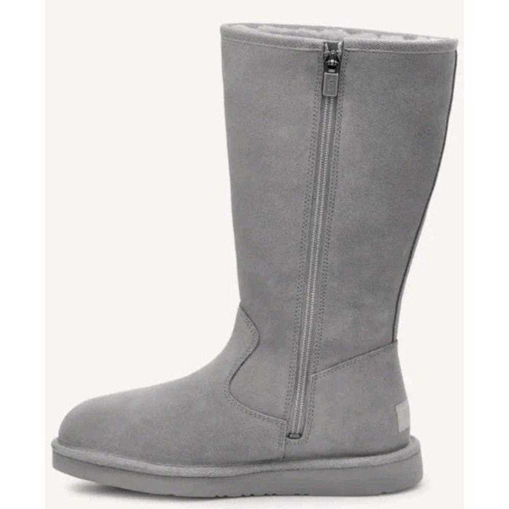 Women's UGG Alber Boots Sel Gray 1118956 Zip Winter Snow Shoe Sz 6 Australia EUC